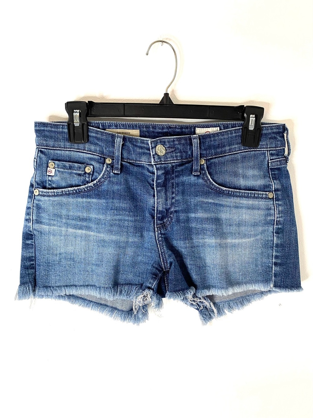 AG Adriano Goldschmied The Bonnie Relaxed Denim Shorts Raw Frayed Hem
